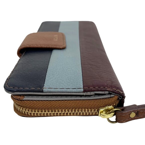 FOSSIL Madison zip clutch wristlet Leather wallet PATCHWORK - Picture 7 of 10